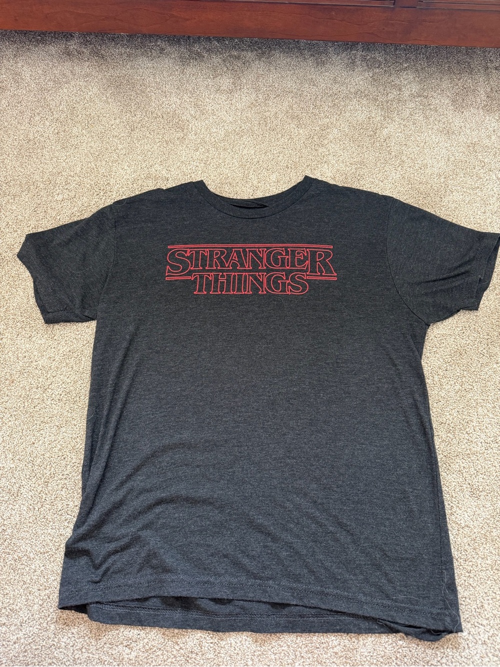 Kids Short Sleeve Tee - Charcoal with Red Logo